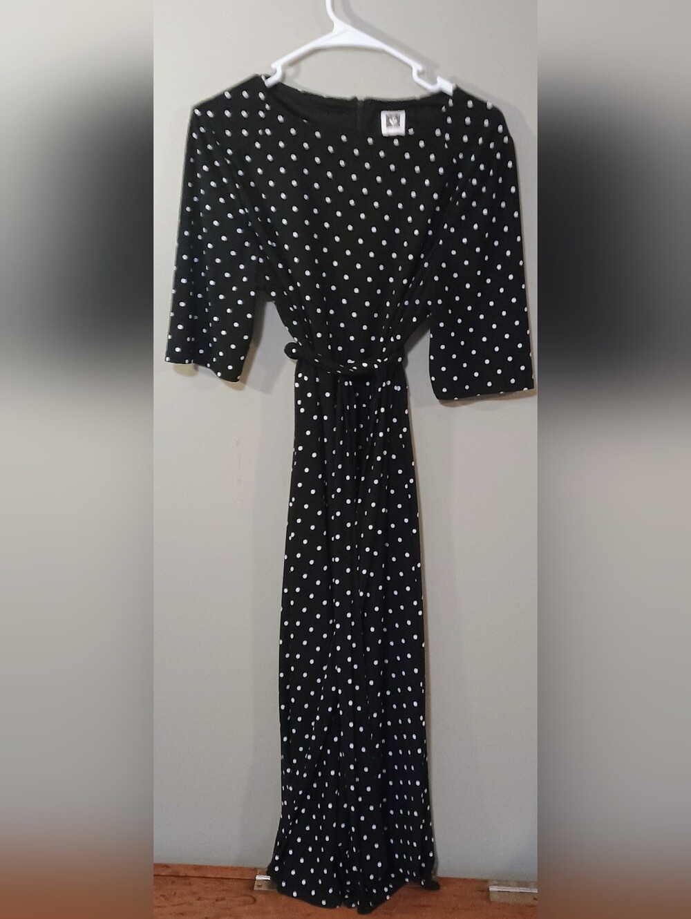 Anne Klein Polka Dot Maxi Dress with Belted Waist